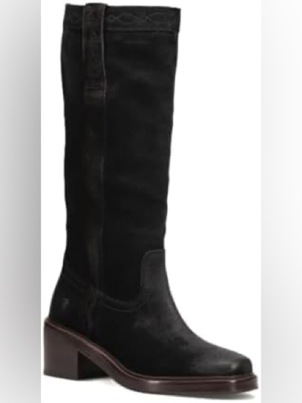 Frye Black Leather & Suede Over-the-Knee Block Heel Boots